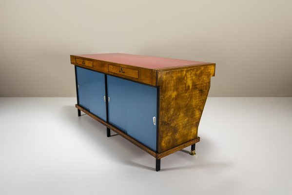 Large Vintage Italian Shop Counter in Pink and Blue with Glass Panels, 1960s-UQV-2038002