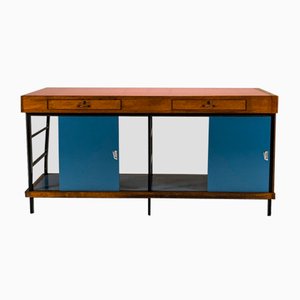 Large Vintage Italian Shop Counter in Pink and Blue with Glass Panels, 1960s-UQV-2038002