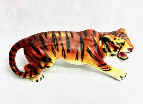 Large Vintage Italian Tiger Statue in Resin, 1970s-ZCY-1778064