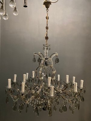 Large Vintage Murano Glass 16-Light Chandelier with Crystals, 1960s-JJC-875341