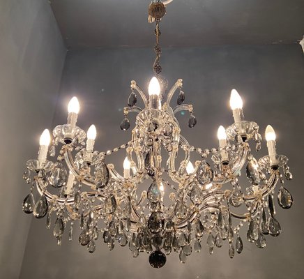 Large Vintage Murano Glass 16-Light Chandelier with Crystals, 1960s-JJC-875341