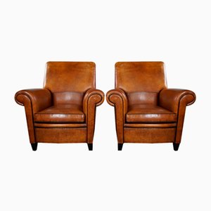 Large Vintage Sheep Leather Chairs, Set of 2-HPP-1796176