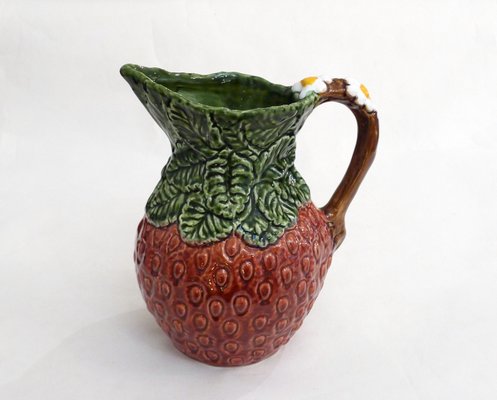 Large Vintage Slip Earthenware Lemonade Pitcher in the Shape of a Strawberry, 1970s-RNR-2019861