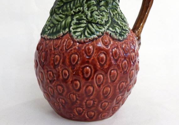 Large Vintage Slip Earthenware Lemonade Pitcher in the Shape of a Strawberry, 1970s-RNR-2019861