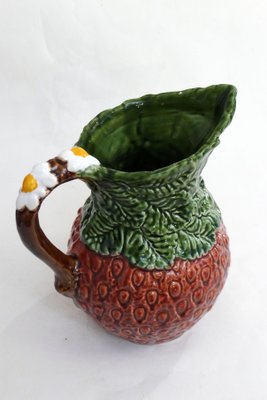 Large Vintage Slip Earthenware Lemonade Pitcher in the Shape of a Strawberry, 1970s-RNR-2019861