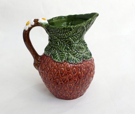 Large Vintage Slip Earthenware Lemonade Pitcher in the Shape of a Strawberry, 1970s-RNR-2019861