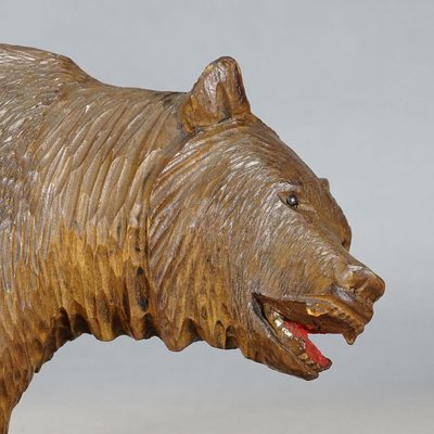 Large Vintage Wooden Strolling Bear Handcarved in Brienz, 1930s-KJP-1386644