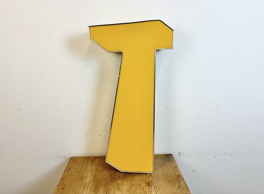 Large Vintage Yellow Illuminated Letter T, 1980s-CGF-1734098