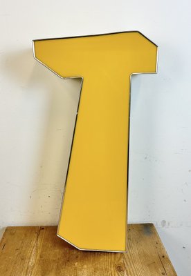 Large Vintage Yellow Illuminated Letter T, 1980s-CGF-1734098