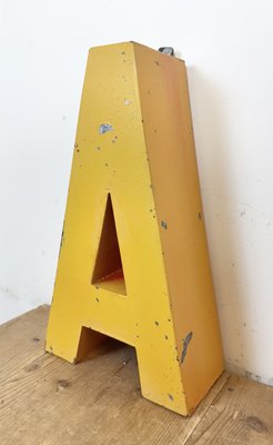 Large Vintage Yellow Iron Facade Letter A, 1960s-CGF-2043781