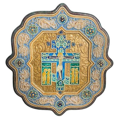 Large Wall Decorative Dish in Majolica Green, France, 1981-UR-1782233