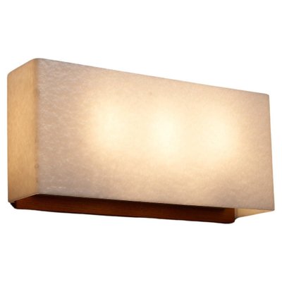 Large Wall Lamp with Textured Diffuser and Teak Frame from Kontakt-Werkstätten, 1960-POG-1721294