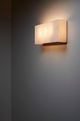 Large Wall Lamp with Textured Diffuser and Teak Frame from Kontakt-Werkstätten, 1960-POG-1721294