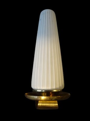 Large Wall Lamps in Hammered Brass, 1950s, Set of 2-FPY-1408539