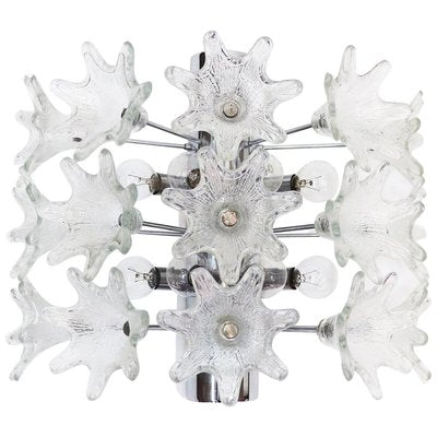 Large Wall Sconce with Murano Flowers & Chrome from Venini, Italy 1960s-DEK-932565