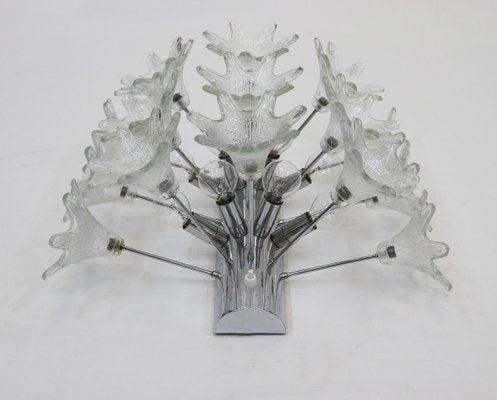 Large Wall Sconce with Murano Flowers & Chrome from Venini, Italy 1960s-DEK-932565