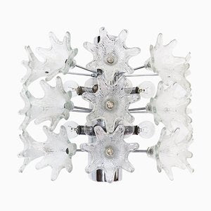 Large Wall Sconce with Murano Flowers & Chrome from Venini, Italy 1960s-DEK-932565