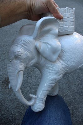 Large White Ceramic Elephant Sculpture from Vivai del Sud, Italy, 1960s-EH-1806379