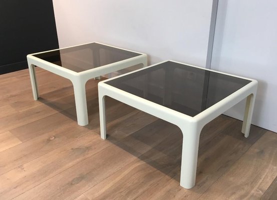 Large White Fiberglassside Tables from Poschinger, Germany, 1970s, Set of 2-BA-658584