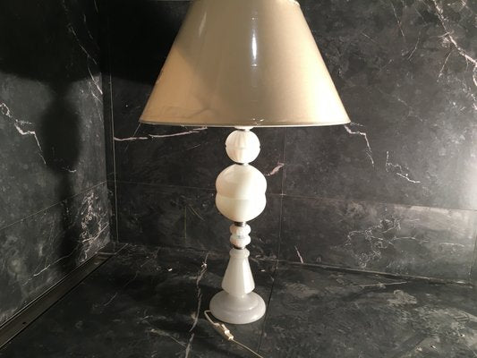 Large White Glass Table Lamp, 1970s-WQQ-775627