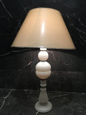 Large White Glass Table Lamp, 1970s-WQQ-775627