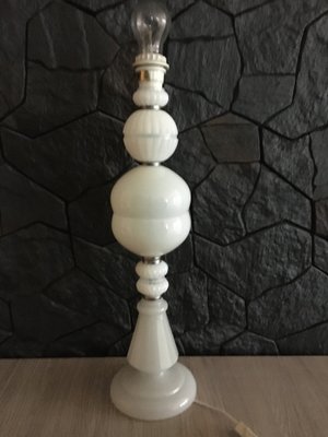 Large White Glass Table Lamp, 1970s-WQQ-775627