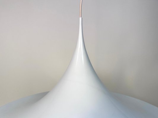 Large White Semi 70 Hanging Pendant Lamp in Aluminum by C. Bonderup and T. Thorup for Fog & Mørup, Denmark, 1967-JP-1796249