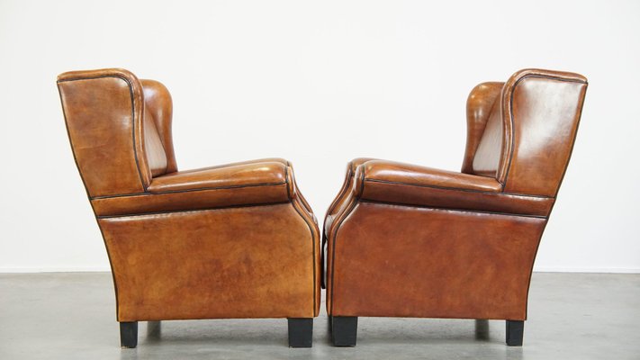 Large Wing Chairs in Sheep Leather, Set of 2-HPP-2033010