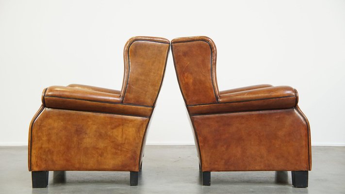 Large Wing Chairs in Sheep Leather, Set of 2-HPP-2033010