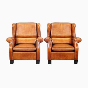 Large Wing Chairs in Sheep Leather, Set of 2-HPP-2033010