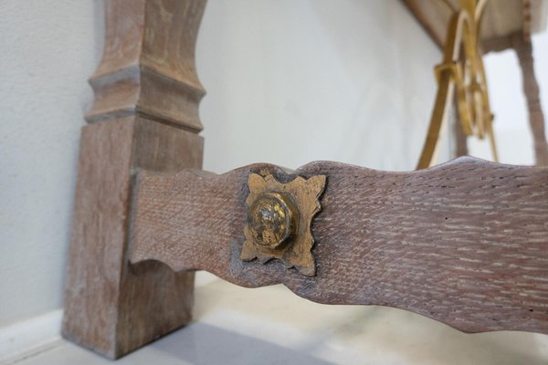 Large Wood and Travertine Console, 1940s-FGA-1817140