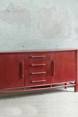 Large Wooden and Bamboo Sideboard with Leather Bindings, 1970s-MNF-2024656