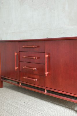 Large Wooden and Bamboo Sideboard with Leather Bindings, 1970s-MNF-2024656