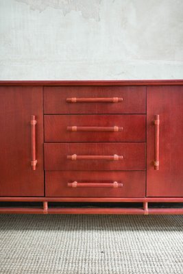 Large Wooden and Bamboo Sideboard with Leather Bindings, 1970s-MNF-2024656