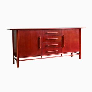 Large Wooden and Bamboo Sideboard with Leather Bindings, 1970s-MNF-2024656