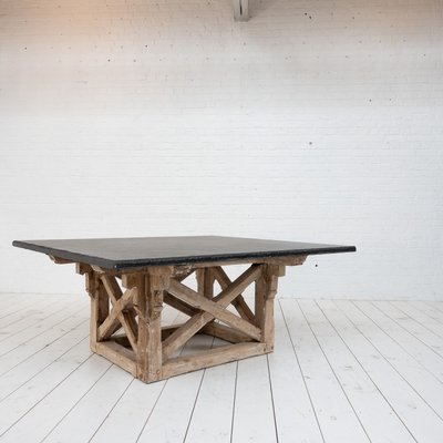 Large Wooden and Blue Stone Dining Table, 1900-RB-2021361