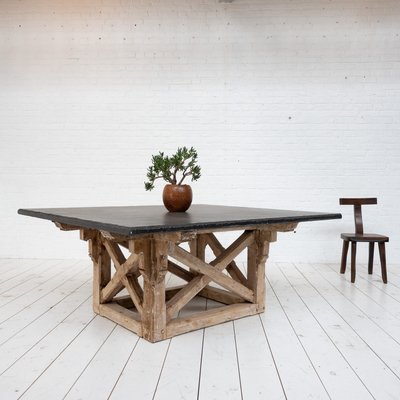 Large Wooden and Blue Stone Dining Table, 1900-RB-2021361