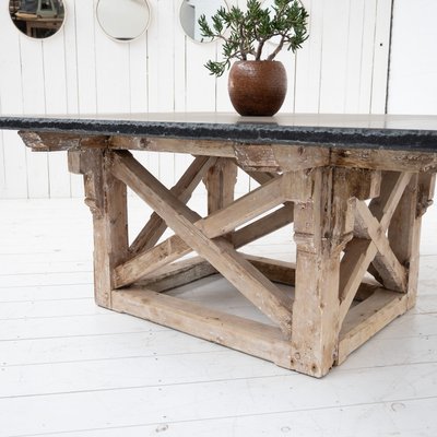 Large Wooden and Blue Stone Dining Table, 1900-RB-2021361