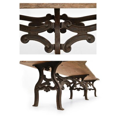 Large Wooden and Cast Iron Industrial Table-NQ-1003823