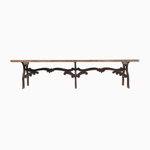 Large Wooden and Cast Iron Industrial Table-NQ-1003823