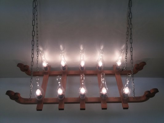 Large Wooden Chandelier, 1940s-TZ-785974