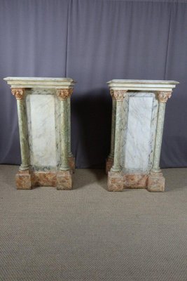 Large Wooden Columns in Faux Marble, Set of 2-WSV-1320914