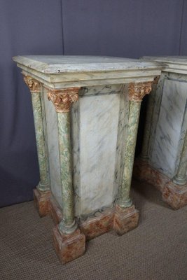 Large Wooden Columns in Faux Marble, Set of 2-WSV-1320914