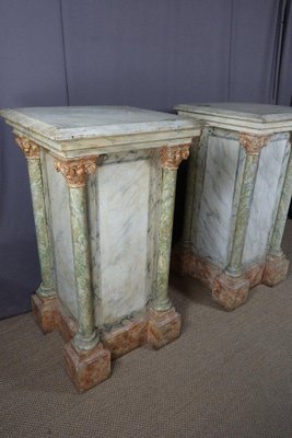 Large Wooden Columns in Faux Marble, Set of 2-WSV-1320914