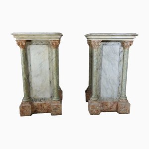 Large Wooden Columns in Faux Marble, Set of 2-WSV-1320914