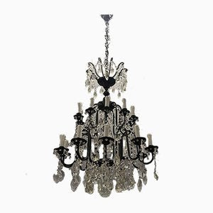 Large Wrought Iron Crystal Chandelier, 1920s-JJC-965836