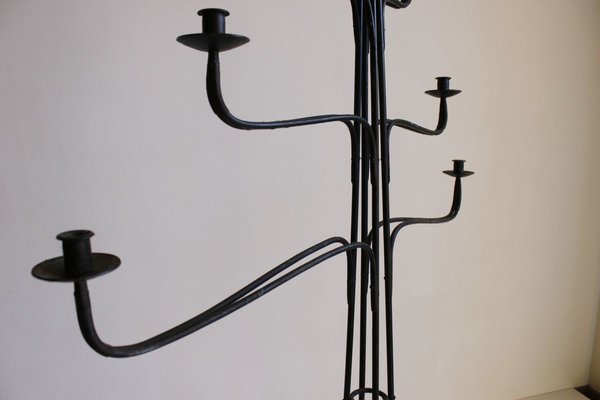 Large Wrought Iron Floor Candelabra, 1950s-PLT-890740