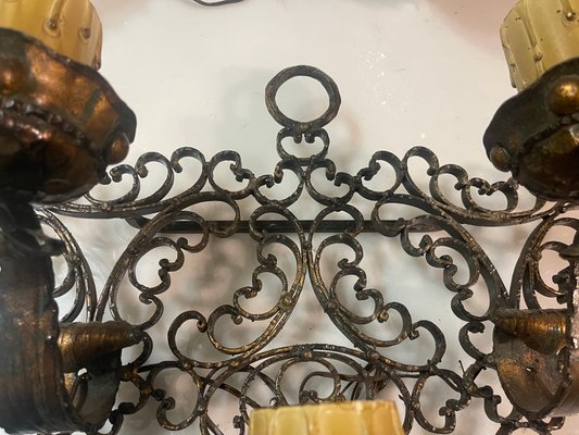 Large Wrought Iron Sconces, 1980s, Set of 2-JJC-1416908