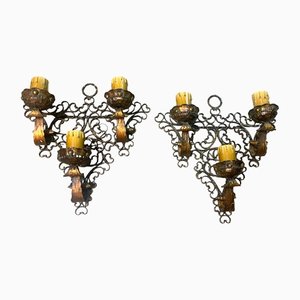 Large Wrought Iron Sconces, 1980s, Set of 2-JJC-1416908