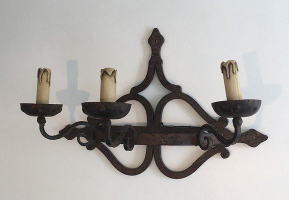 Large Wrought Iron Wall Lamp-BA-1365537